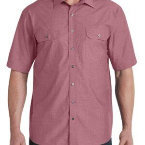 Synrgy by DXL Button up 4XL Maroon Shirt Casual Button Front Short Sleeve Shirt